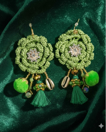 Háčkované  dizajnové náušnice "Ateliér dizajnu"